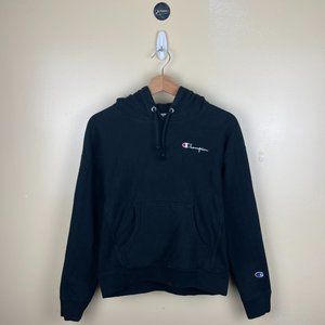 Black Champion Reverse-Weave Pullover Hoodie